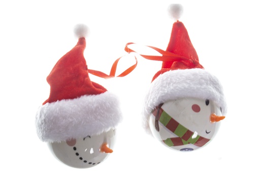 [119653] Bola PVC muñeco de nieve con nariz y gorro 8 cm