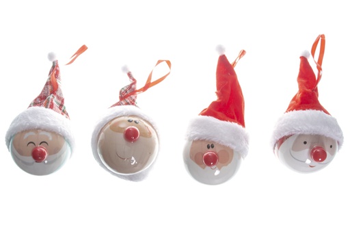 [119654] Santa Claus PVC ball with red nose and hat 8 cm