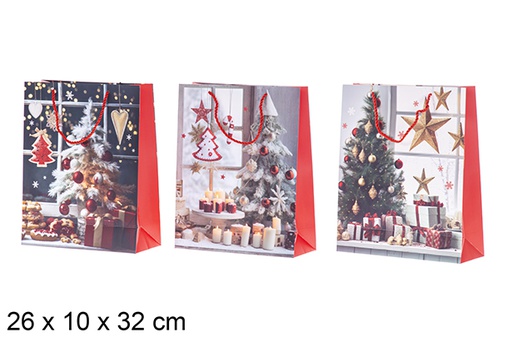 [119686] White decorated Christmas gift bag 26x10x32 cm