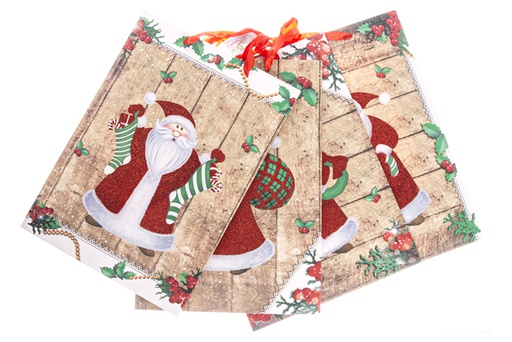 [119691] Wooden Christmas gift bag with Santa Claus 30x12x42 cm