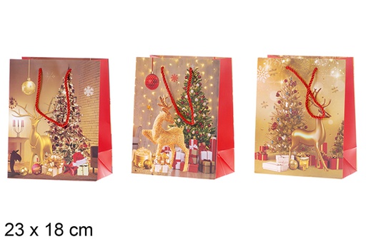 [119705] Busta regalo decorata natalizia assortita 23x18 cm