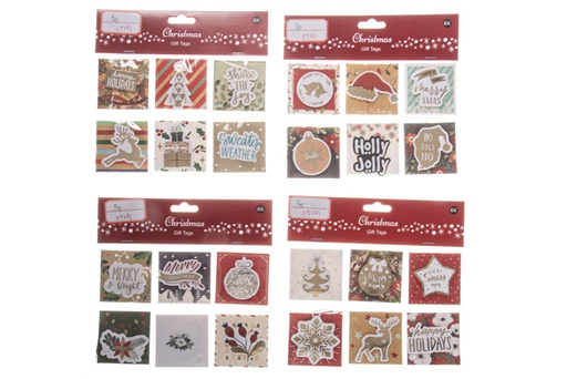 [119781] 6 cartes de Noël décorées assorties de fil 6x6cm