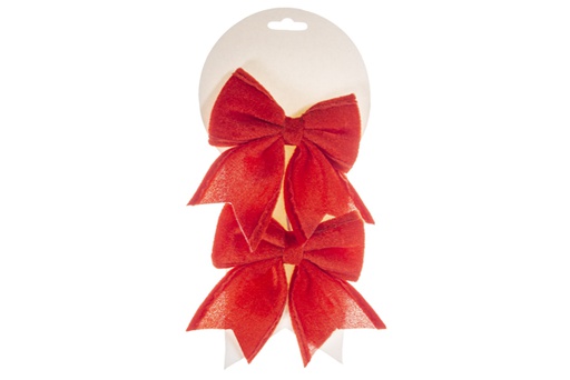 [119832] Pack 2 Christmas bows red fabric 14x7 cm