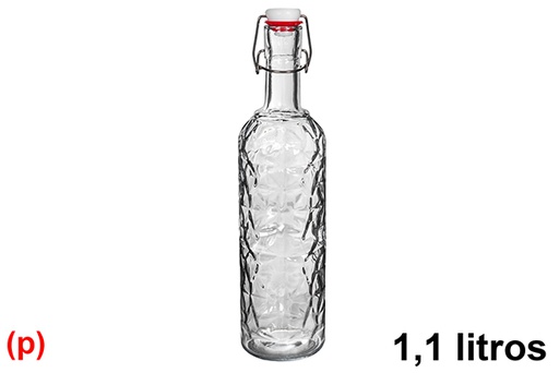 [119890] Roma soft drink glass bottle with hermetic stopper 1,1 l.