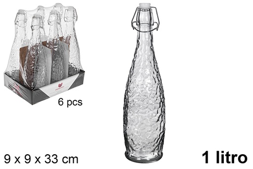 [119891] Milan glass bottle with hermetic stopper 1 l.