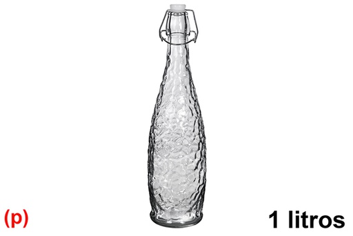 [119891] Milan glass bottle with hermetic stopper 1 l.