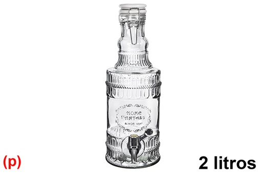 [119892] Laurel glass bottle with hermetic stopper and tap 2 l.