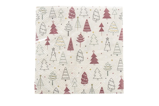 [119896] Pack 20 Christmas Napkins decorated tree 3 layers 25 cm