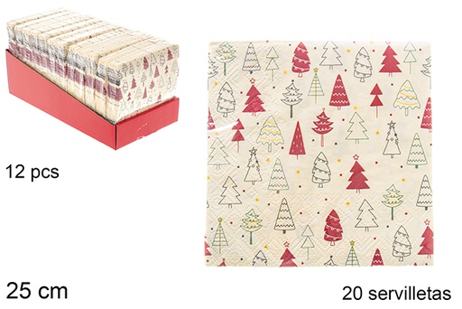 [119896] Pack 20 servilletas Navidad decorada árbol 3 capas 25 cm