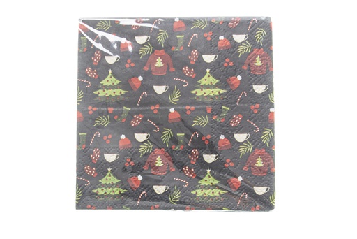 [119898] Pack 20 Christmas napkins decorated tree 3 layers 25 cm