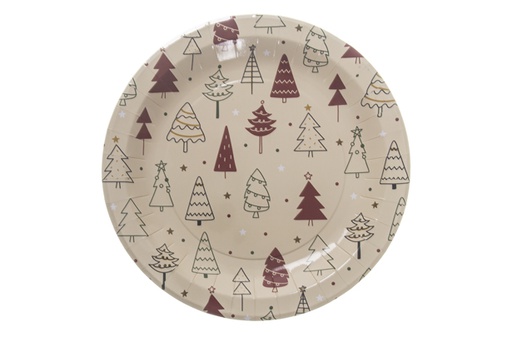 [119912] Pack 6 paper plates decorated with Christmas tree 23 cm