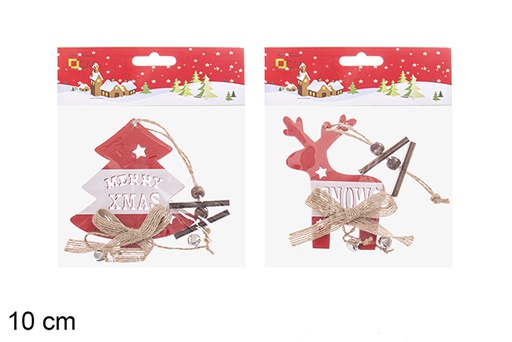 [119935] Ciondolo in legno rosso forme assortite