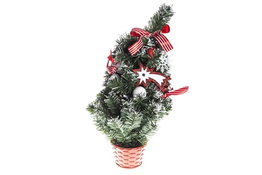 [119974] Snowy Christmas tree decorated red/white 50 cm