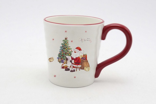 [120008] Caneca de cerâmica natalina decorada com Papai Noel 600 ml