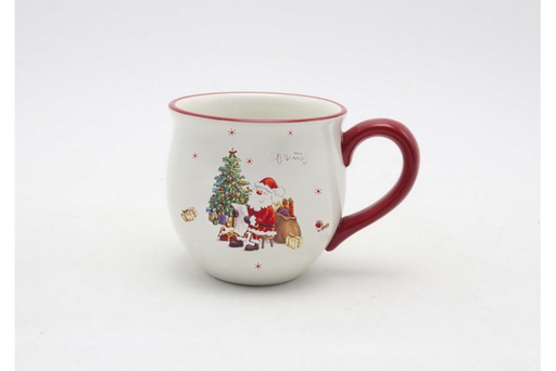 [120010] Caneca de Natal em cerâmica decorada com Papai Noel 430 ml