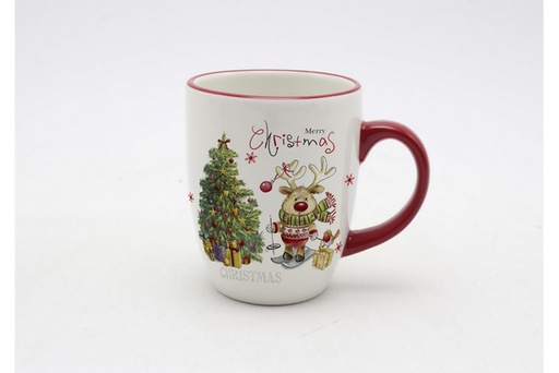 [120038] Caneca de cerâmica natalina decorada rena 330 ml