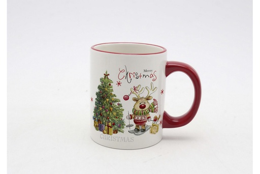 [120039] Mug de Noël en céramique décoré renne 300 ml