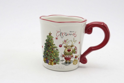 [120043] Caneca de cerâmica de Natal decorada com renas 560 ml