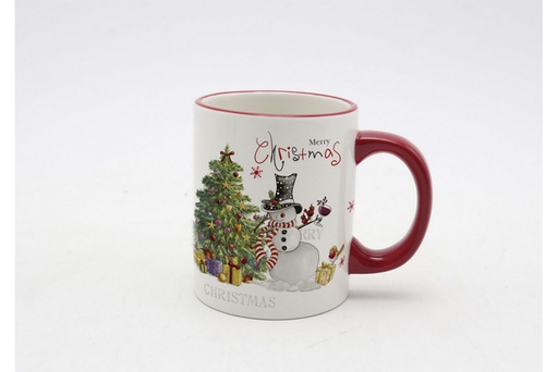 [120100] Caneca de cerâmica natalina decorada boneco de neve 300 ml