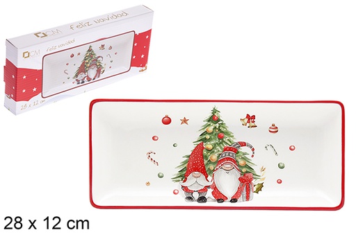 [120156] Rectangular ceramic Christmas tray 28x12 cm