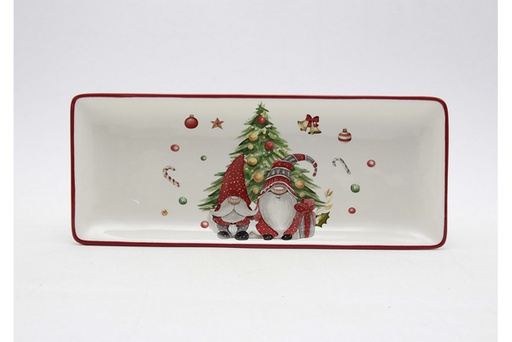 [120157] Bandeja cerámica Navidad decorada elfo 33x13 cm