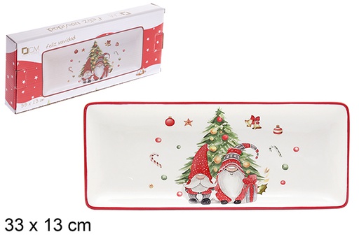 [120157] Rectangular ceramic Christmas tray 33x13 cm