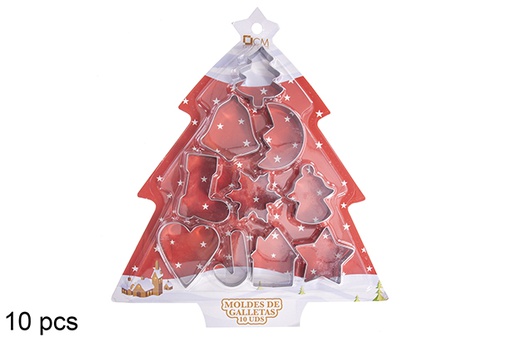 [120209] Pack 10 metal molds for assorted Christmas cookies