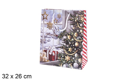 [120239] Bolsa Navidad decorada reno 32x26 cm 