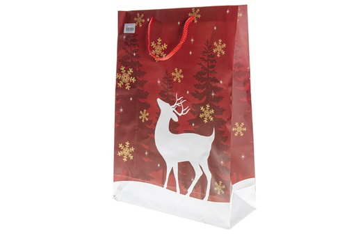 [120240] Sac de Noël décoré de rennes 46x33 cm