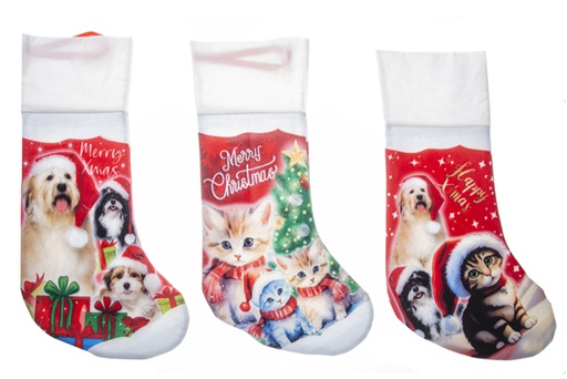 [120292] Christmas boot white band animals assorted models 43 cm