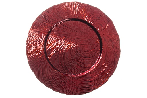 [120309] Assiette basse ronde en plastique decore d'etoiles rouges 33 cm