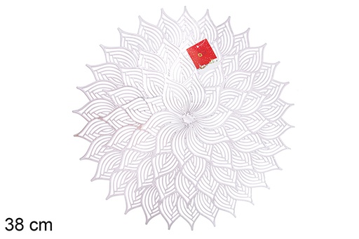 [120364] Silver flower PVC trivet 38 cm