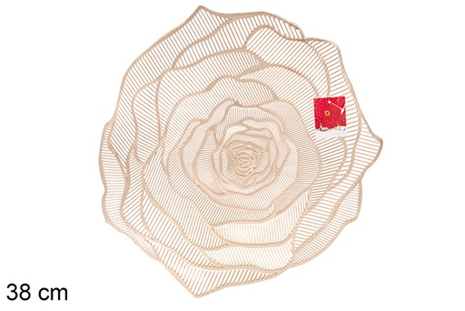 [120375] Dessous de plat PVC fleur or rose 38 cm