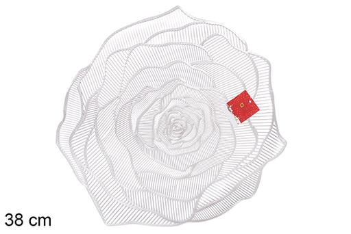 [120377] Toalha de mesa em PVC rosa prata flor 38 cm