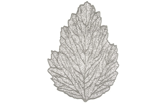 [120383] Silver leaf shaped PVC trivet 45x35 cm