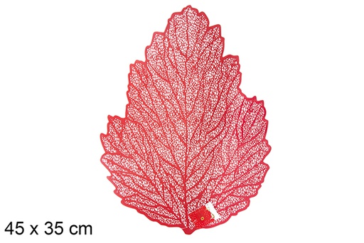 [120385] Red leaf shaped PVC trivet 45x35 cm