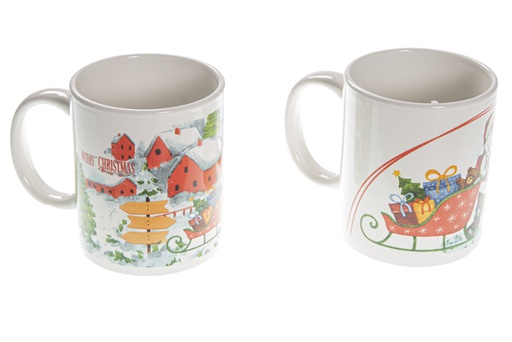 [120430] Tazza in ceramica decoro natalizio assortito 9,5 cm
