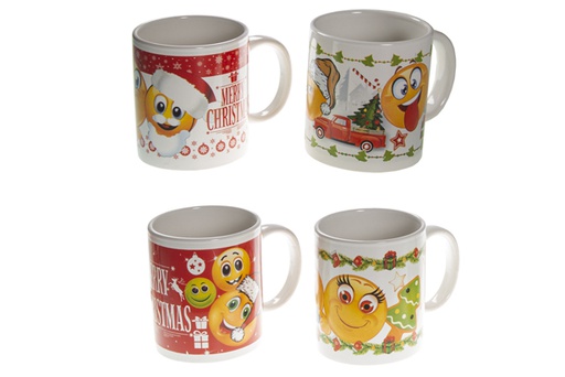 [120435] Caneca de cerâmica com decoração de Natal com rostos de 9,5 cm