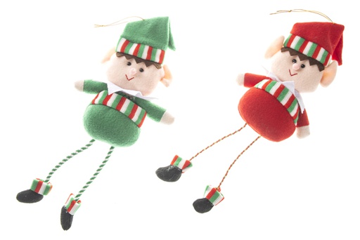 [120576] Red/green elf pendant dangling legs assortment 30 cm