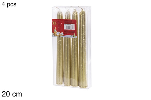 [120609] Pack 4 velas de candelabro oro 20 cm