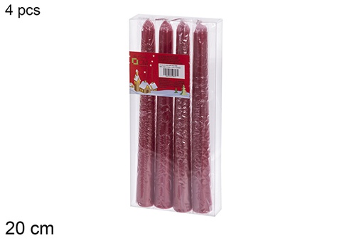 [120613] Pack 4 bougies candélabres rouges 20 cm