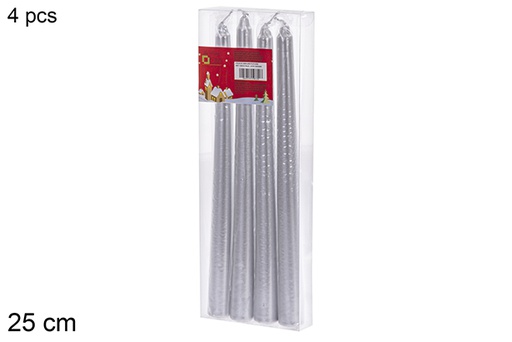 [120618] Pack 4 candele candelabri in argento 25 cm