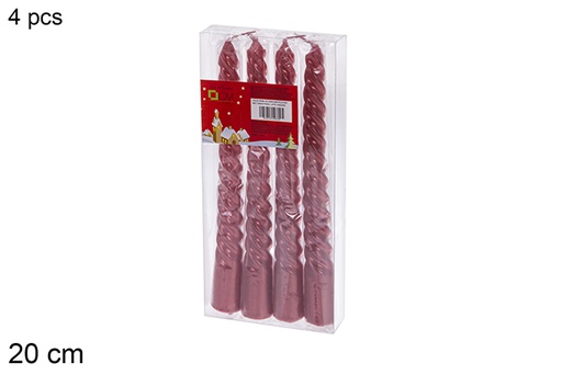 [120625] Pack 4 velas candelabros espirais vermelhas 20 cm