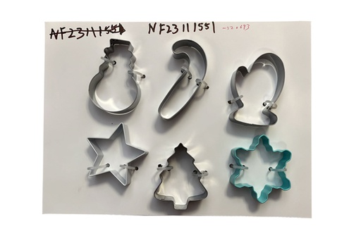 [120693] Pack 6 moldes acero repostería navideño