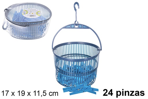 [120713] Basket with 24 plastic clips