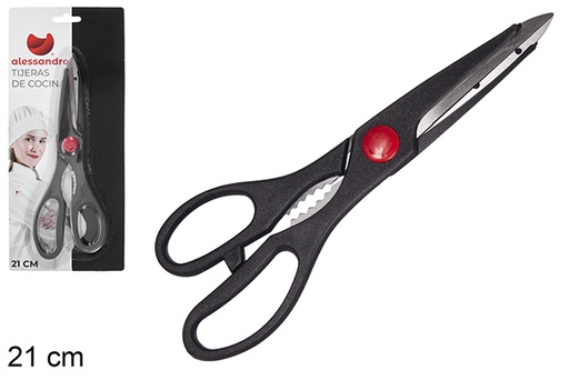[120721] Black handle kitchen scissors 21  cm