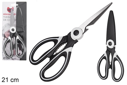 [120723] Tesoura de cozinha com cabo bicolor e bainha 21 cm