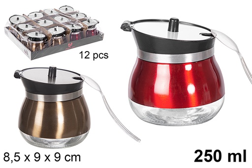 [120758] Azucarero de cristal y metal color 250 ml