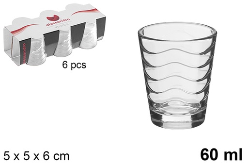 [120785] Pack 6 Venice shot glasses 60ml