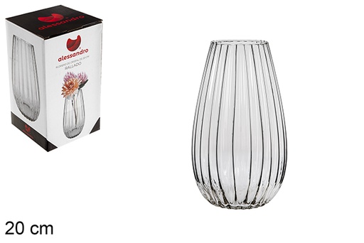 [120788] Striped glass vase 20 cm